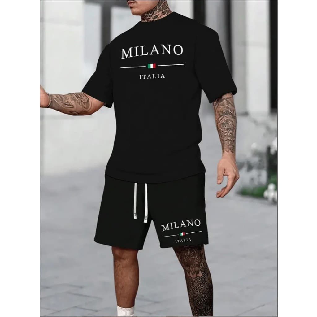 Moleton Bermuda + Camiseta Conjunto Masculino Milano Italia