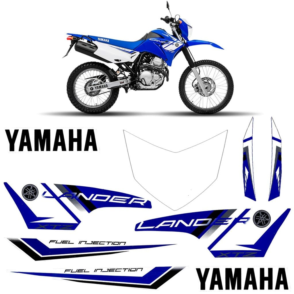 Adesivo Para Moto Vinil Cartela de Adesivos Colagem Carenagem Moto Yamaha Xtz 250 Lander Azul 2014
