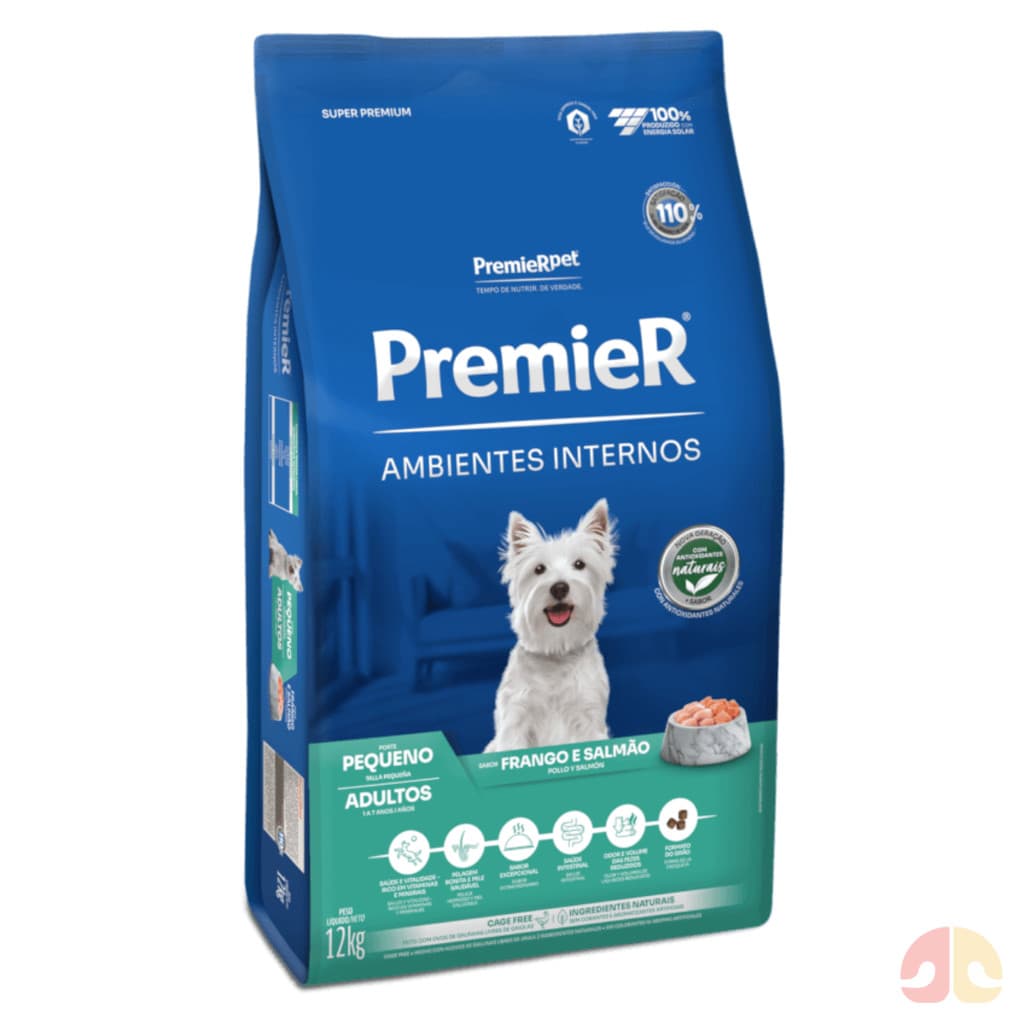 Ração PremieR Ambientes Internos para cachorros adultos de raças pequenas frango e salmão 12,0kg