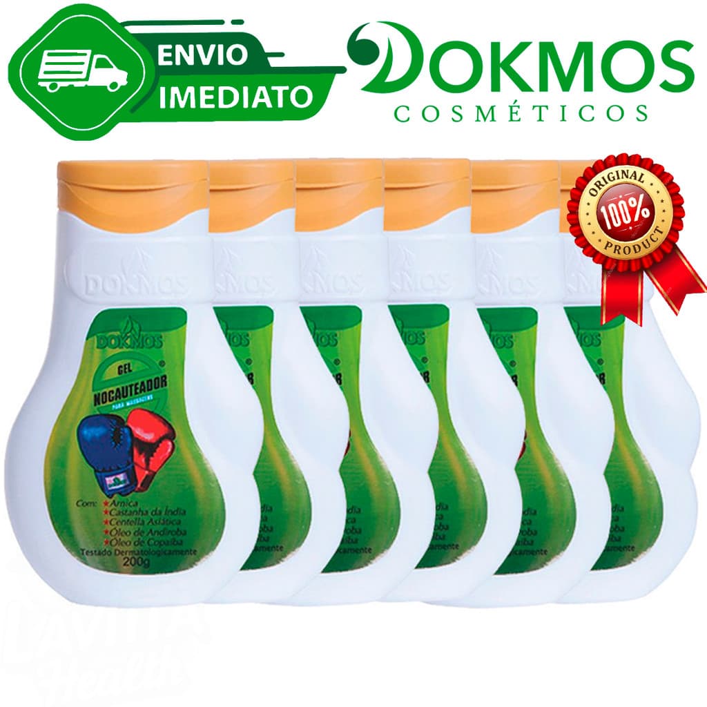 Kit C/6 Nocauteador Gel Massageador Dokmos 200g Dores Musculares Alivio Imediato Envio Imediato