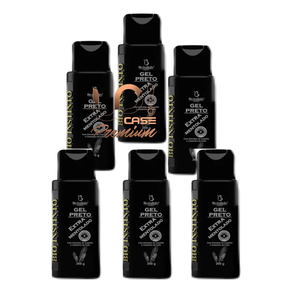 Gel Preto Extra Mentolado 200g Bio Instinto Kit 06 Unidades