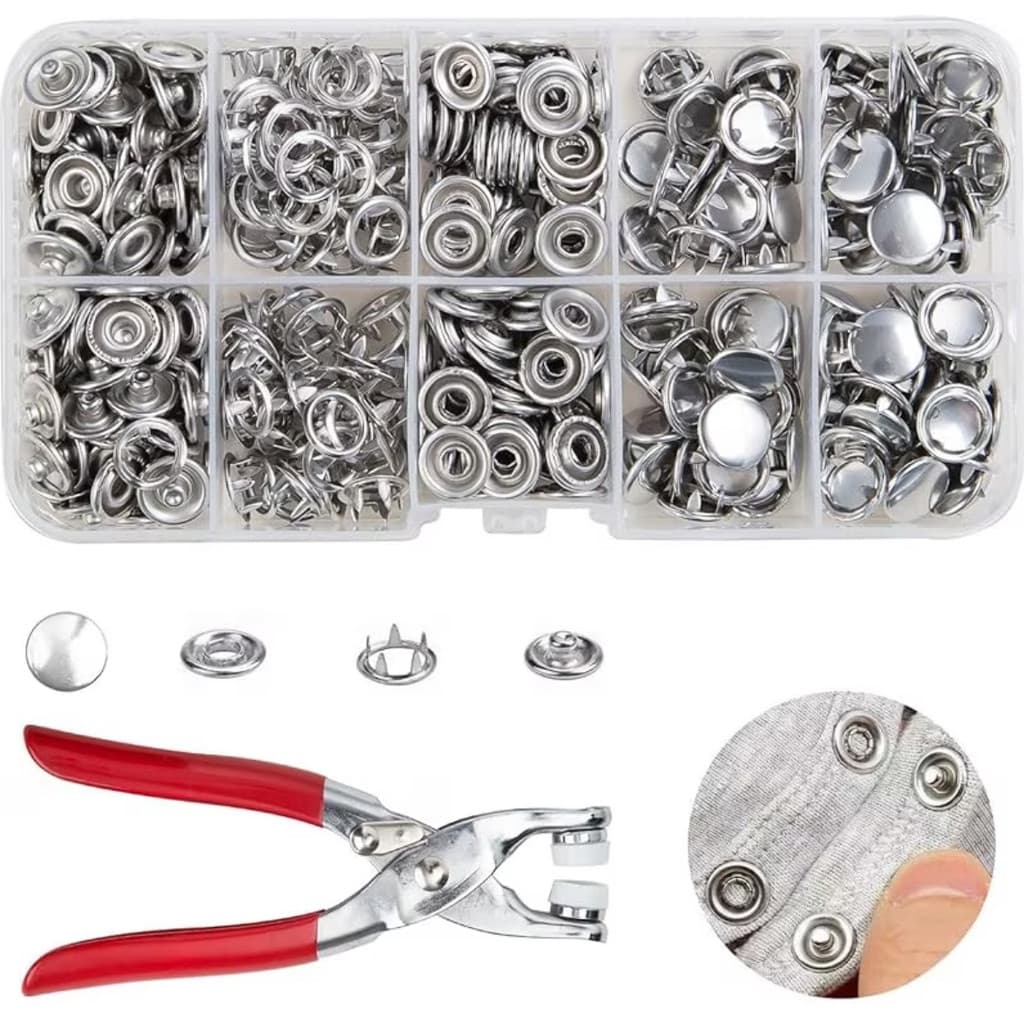 Kit Completo de Alicate com Botões de Pressão em Metal (100 Peças) para Costura e Trabalhos Manuais MISULI
