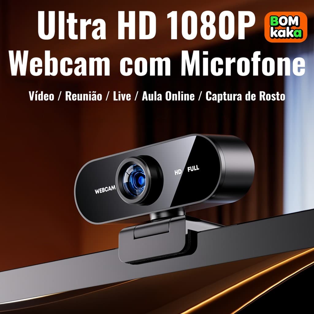 Webcam Full HD 1080p com Microfone para PC e Notebook – Ideal para Home Office e Aulas Online