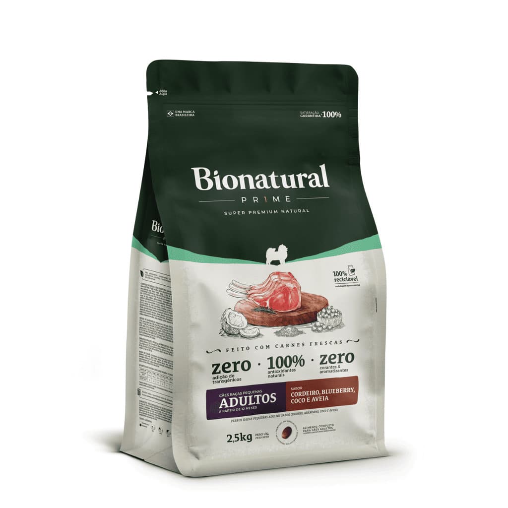 Ração Cães Bionatural Prime 2,5kg Cães Pequeno Porte Adulto Sabor Cordeiro