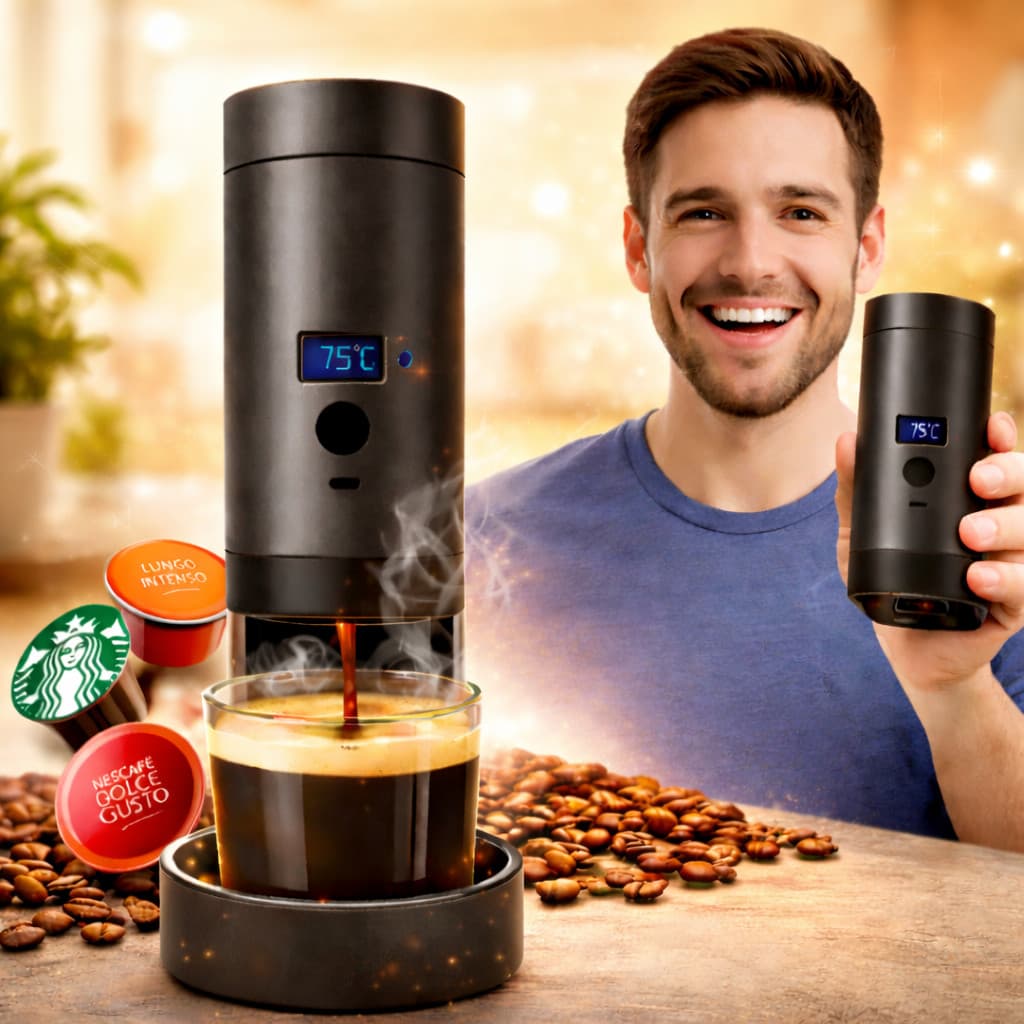 Cafeteira Portátil Expresso 3 Em 1 Cápsula Pó Elétrica Carro Adaptador Cápsulas Grandes Pequenas Pó De Café 72W Expresso