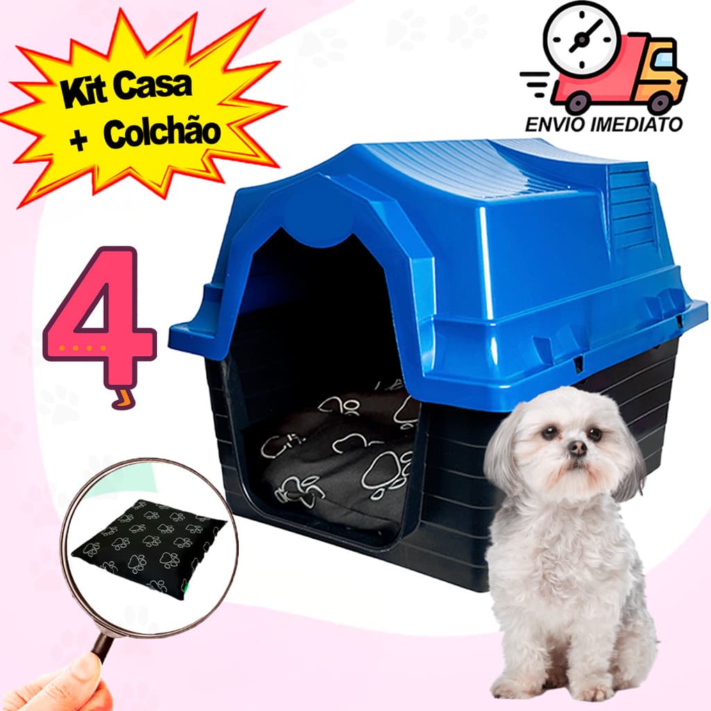 Casinha Nº4 Cachorros Médio Porte 2 em 1 Colchonete Cama cachorro