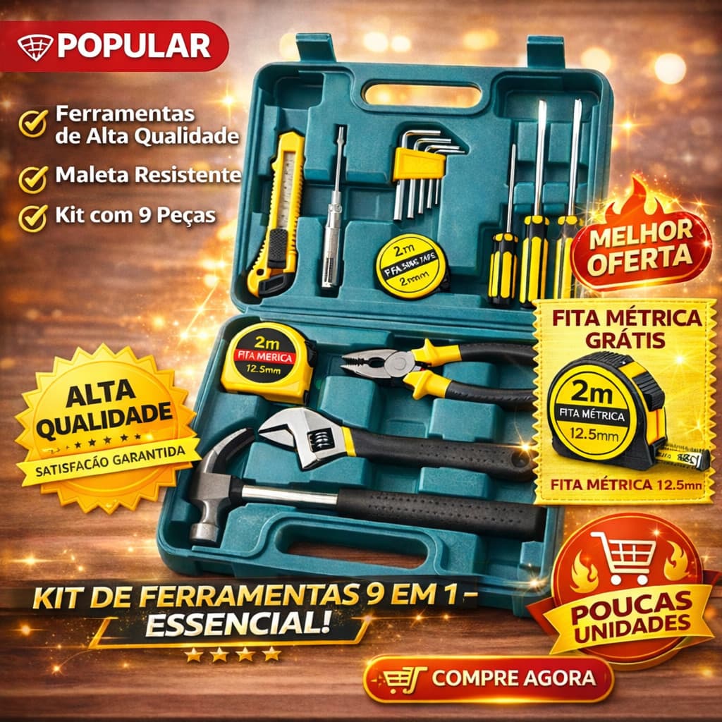 Kit de Ferramentas 16 Peças com Maleta – Prático, Resistente e Completo