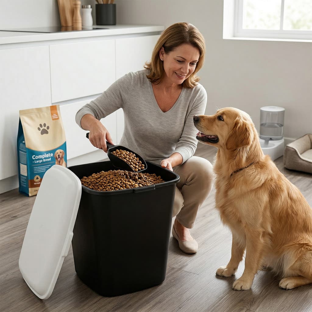 Porta Ração 20 kg Com Pá Dosadora Pote De Ração Pet Para Cachorro Gato - Furacão Pet