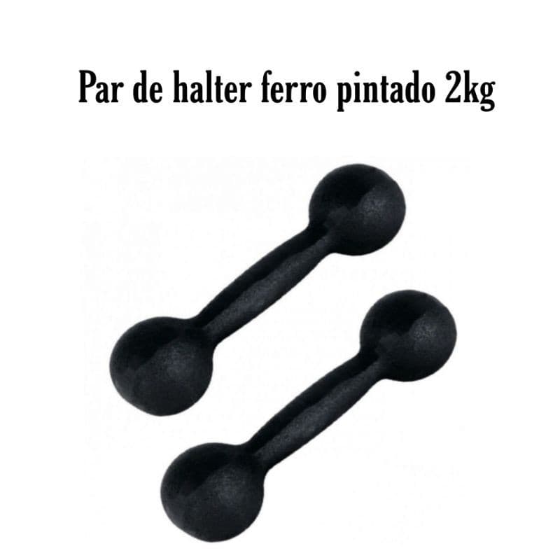 Halteres de  Ferro  2 kg Par  Preto Academia, treino em casa fitness