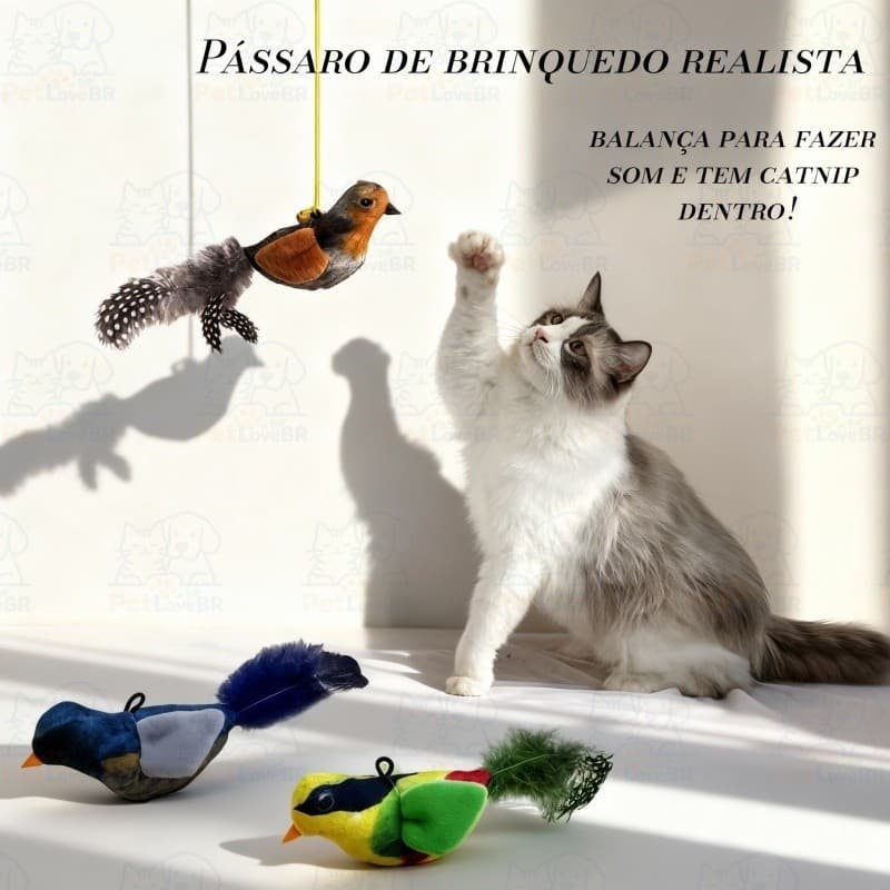 Brinquedos Interativos Para Gatos – Brinquedo Realista Com Som De Pássaro De Pelúcia Internos ZH8182