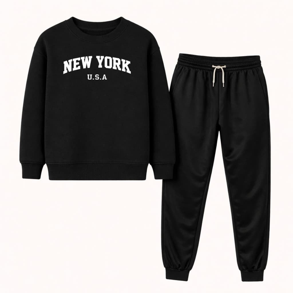 Conjunto Infantil Juvenil com Moletom Careca New York + Calça Ximpa com Bolso || Tam 10 ao 16