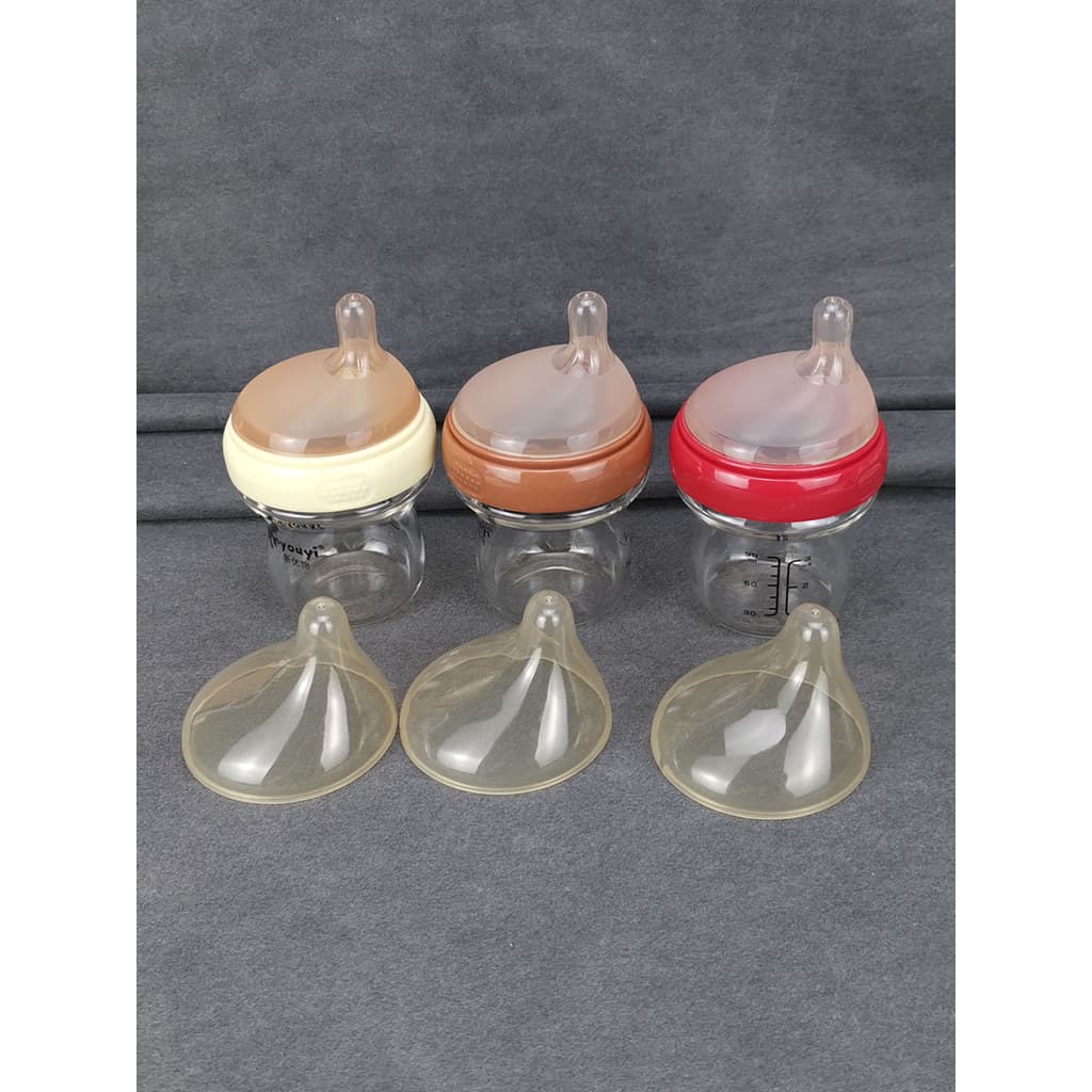 Bebê recém-nascido 90ml cristal diamante vidro mamadeira 7cm de largura calibre Super macio mamilo excêntrico Anti-cólic