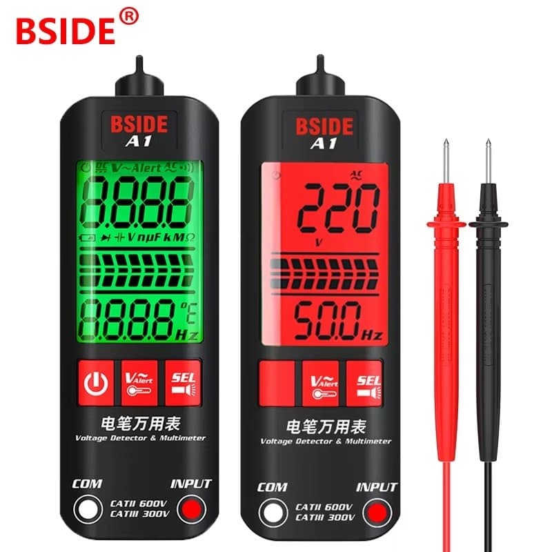 Multímetro Bside A1 Digital NCV Testador de Tensão Sem Contato Display Colorido Volt Ohm Hz Detector Fio Vivo