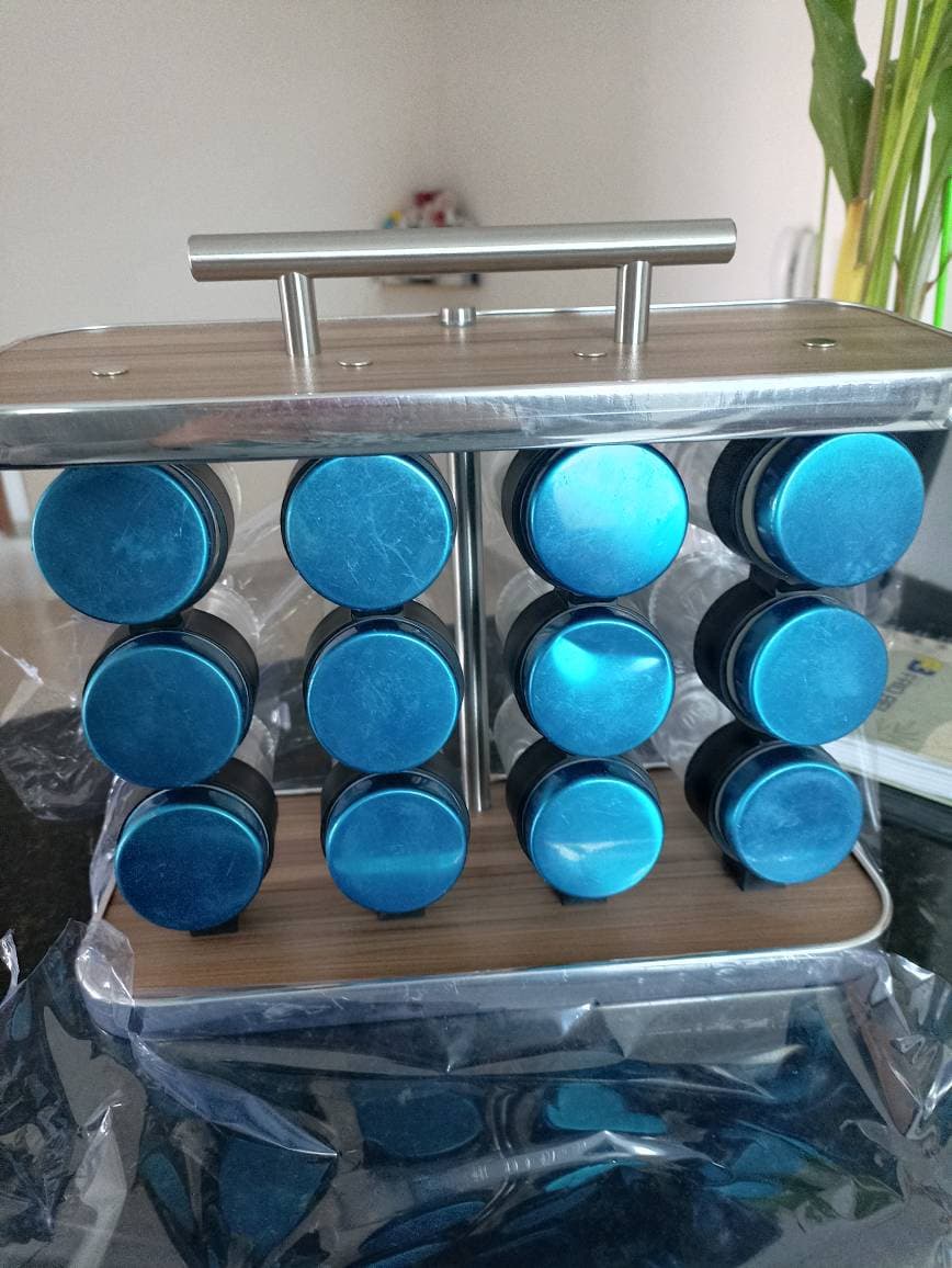 Porta Temperos E Condimentos 12 Peças De Aço E Vidro Luxo 10-Pronta entrega