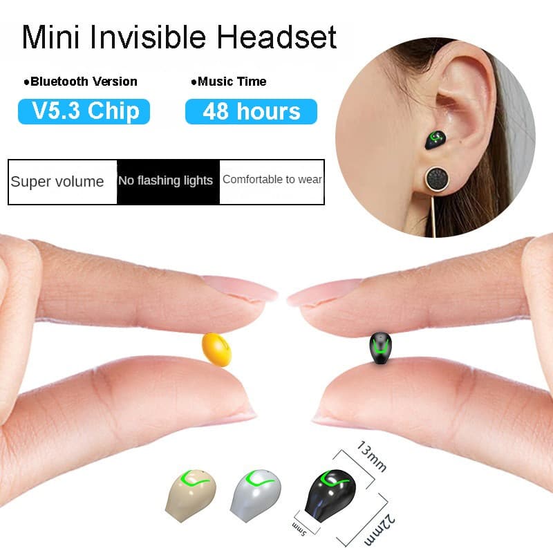 Mini Fone De Ouvido Invisível Bluetooth 5.3 Intra-Auricular TWS Fones Sem Fio ENC Redução De Ruído HiFi Com Microfone
