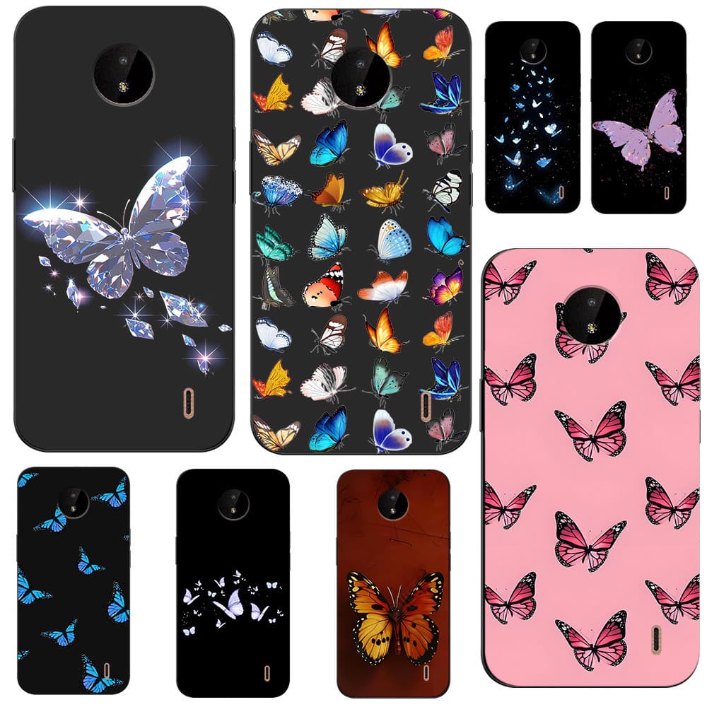 Capinha Borboleta Nokia C20 Capinha De Borboleta Capinha iPhone Borboleta Capinha Flor Capinha Pink @10020