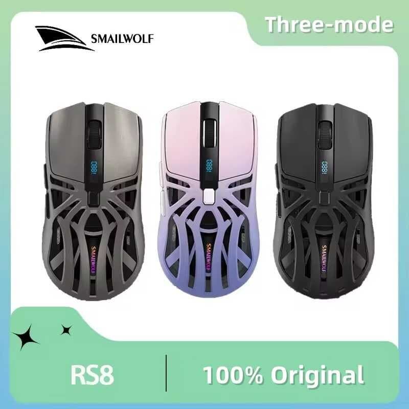Mouse Sem Fio Bluetooth 2.4G SMAILWOLF RS8 1000Hz Conexão De Três Modos Leve Macro Gaming Notebook Computador Oco