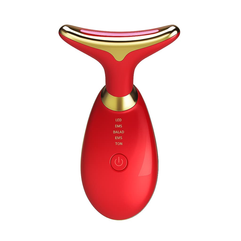 Massageador Facial Anti-Idade com Led 3 em 1 COR VERMELHO - Diferencial na sua Skincare!!!