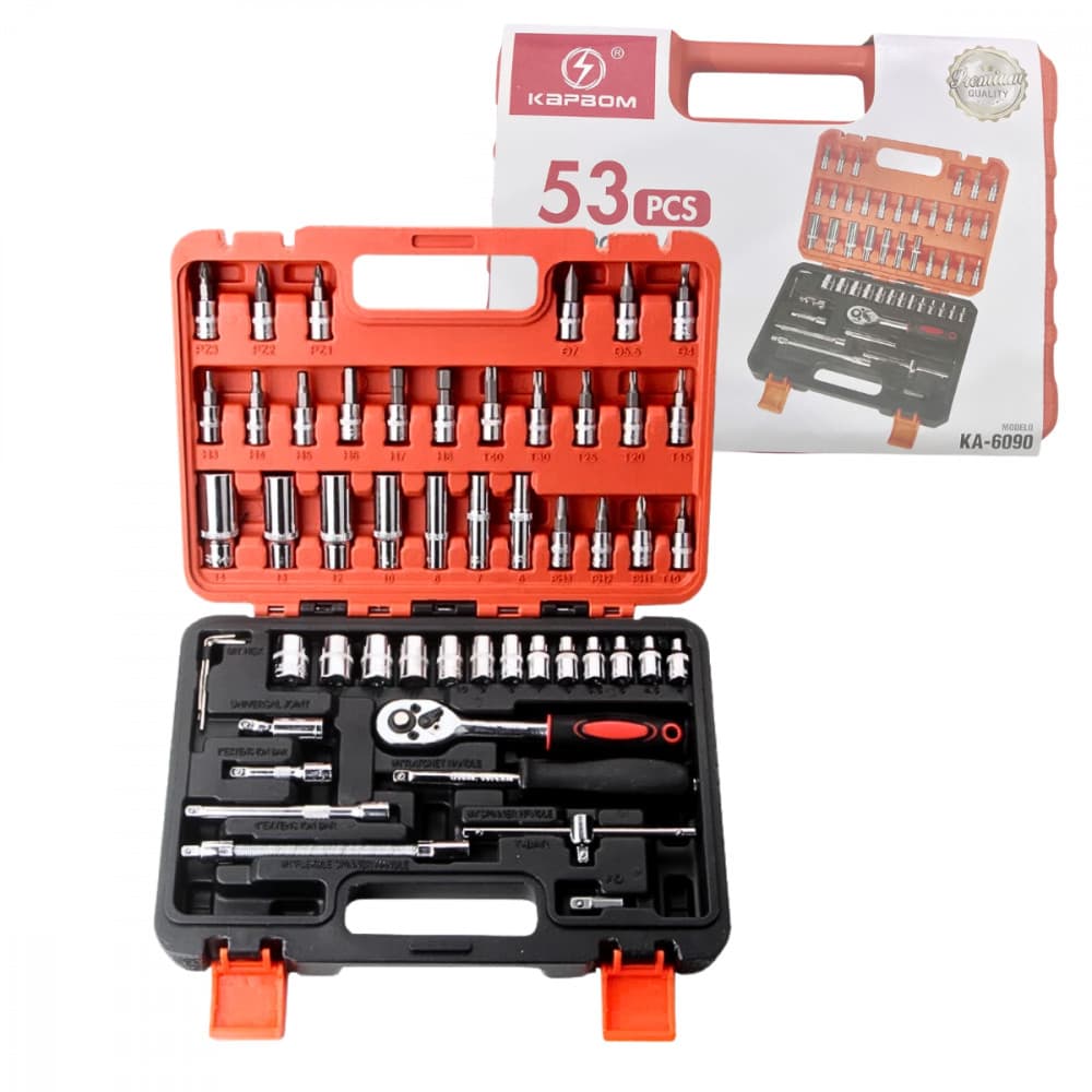 Jogo Soquetes Maleta 53 Peças Completo Bits Catraca Kit Ferramentas