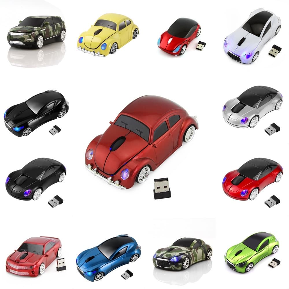 Mouse Sem Fio 2.4G Ergonômico Formato De Carro Óptico Para Jogos Com Receptor Usb Gamer Suporte PC Notebook Laptop