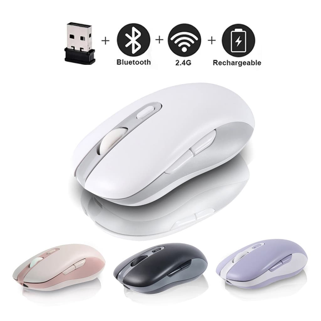 Mouse Sem Fio Bluetooth 2.4Ghz USB Ergonomia Portátil Modo Duplo Tipo-C Recarregável Óptico Silencioso Ratos Jogos De Es