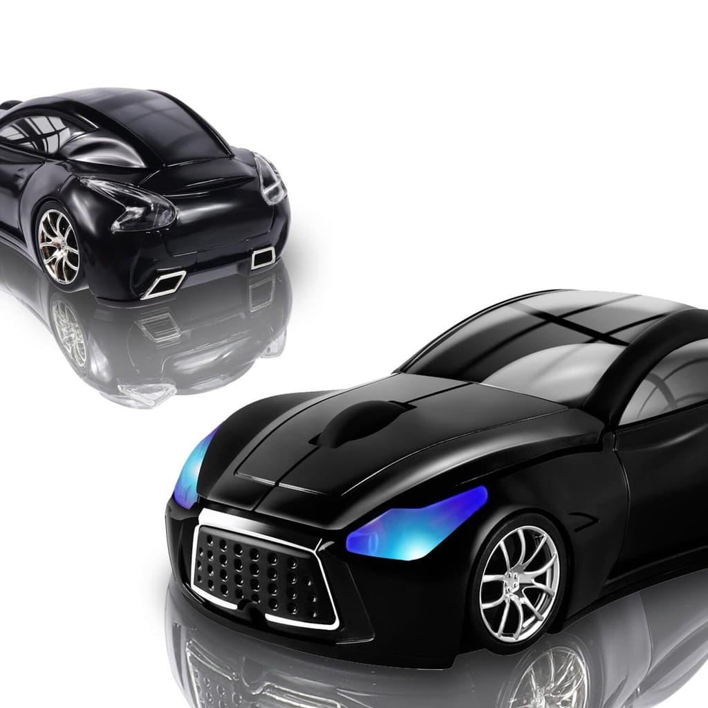 Mouse Sem Fio , Óptico Em Formato De Carro Esportivo Legal Com Receptor USB Para PC Laptop 1600 DPI 3 Botões Preto