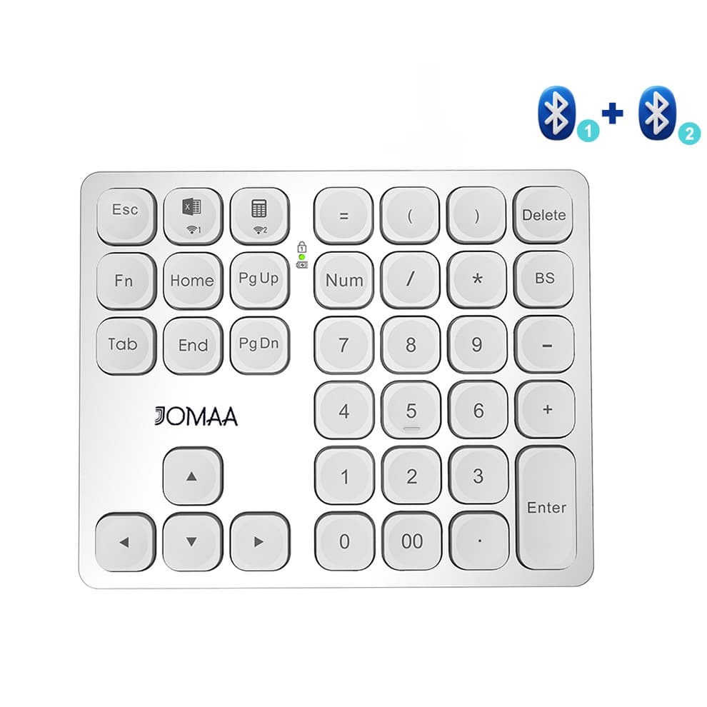 JOMAA Teclado Numérico Duplo Bluetooth Recarregável Sem Fio Para Laptop De Contabilidade MacOS Windows
