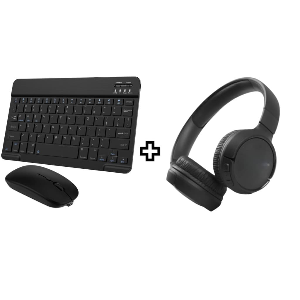 Kit Fone de Ouvido Bluetooth Tune 510 + Teclado Sem Fio + Mouse Sem Fio - Chega de Fios e Cabos