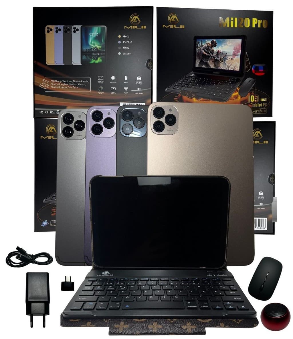 Tablet Milli Mil20 Pro 6GB RAM + 512GB Memória Android 14.0 10.1 Polegadas Wifi Bluetooth TEX INC