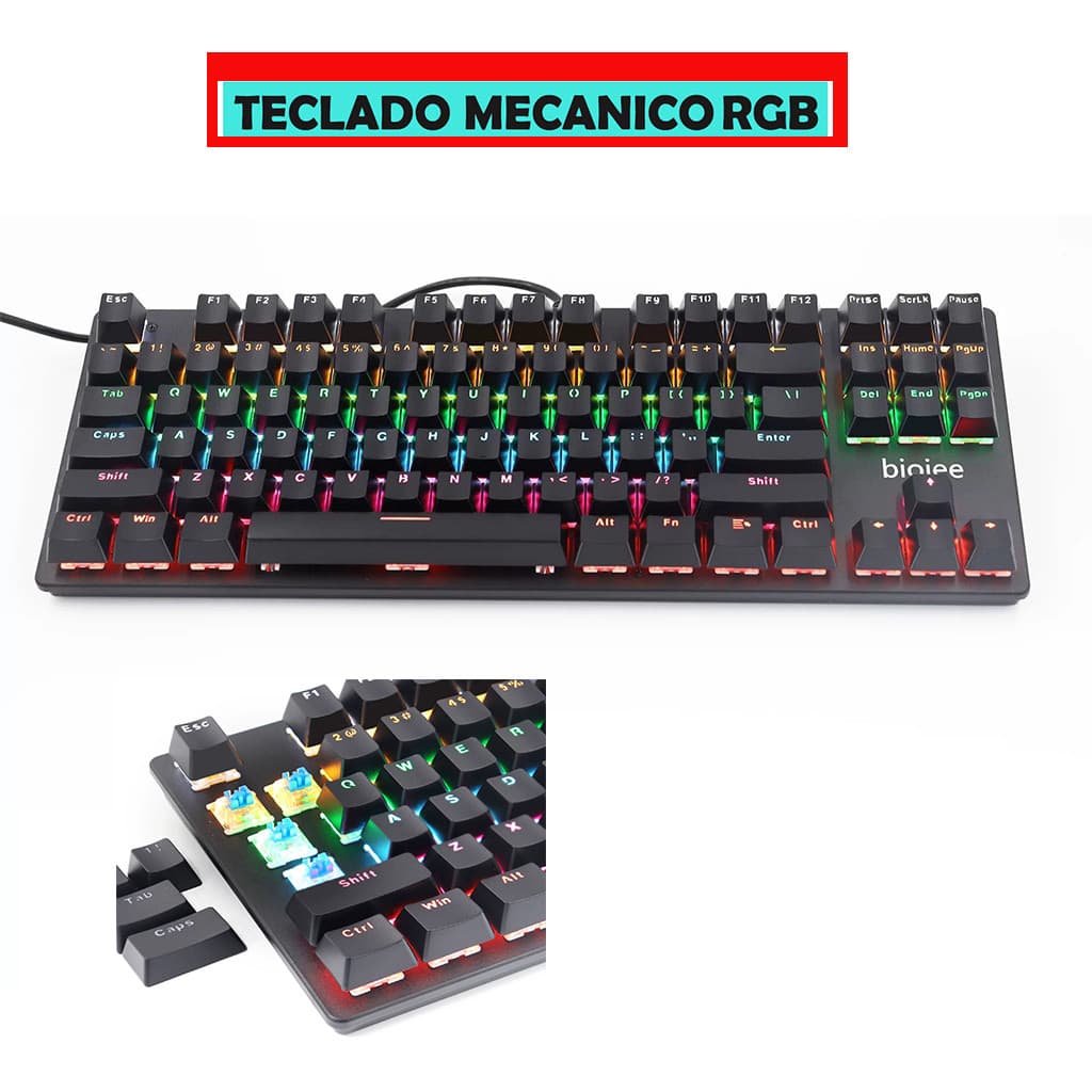 Teclado Gamer Mecânico Usb Blue Português Rgb Pc Computador 7cores ley-2080