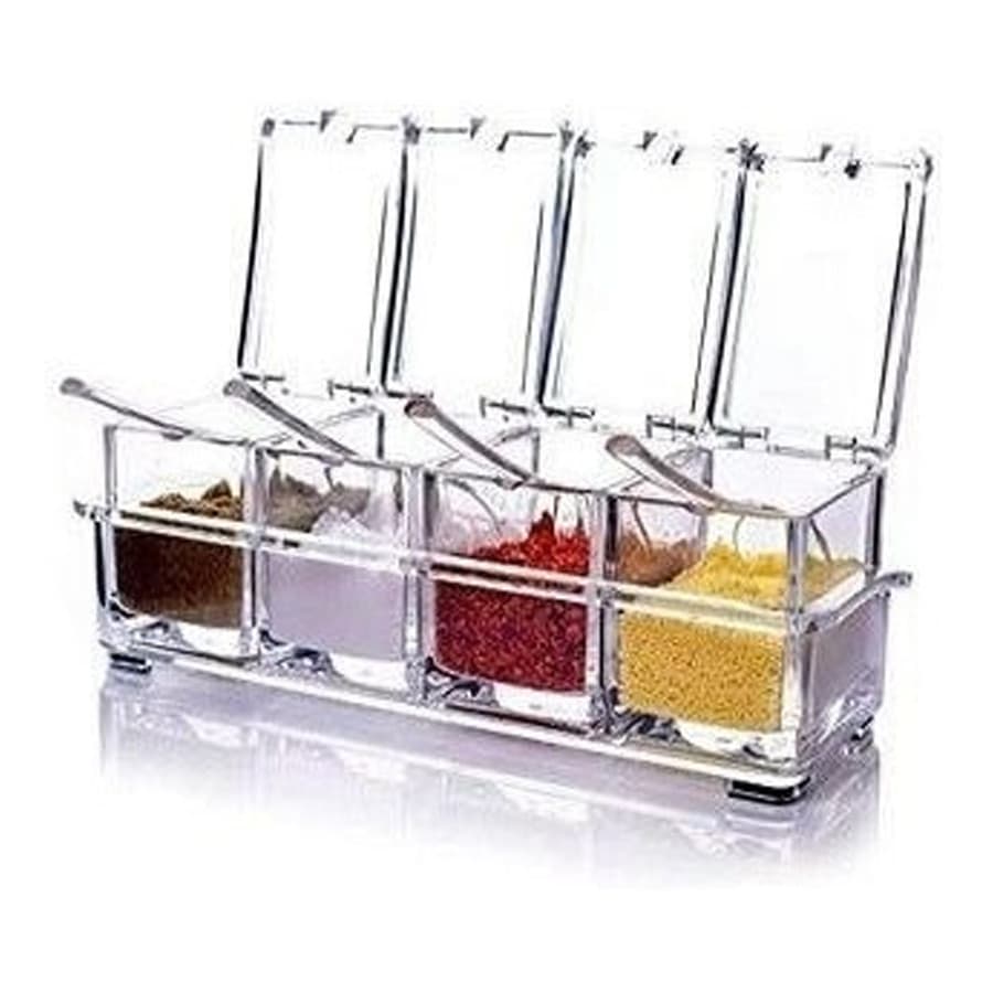 Porta Temperos E Condimentos Acrilico 4 Potes Organizadores