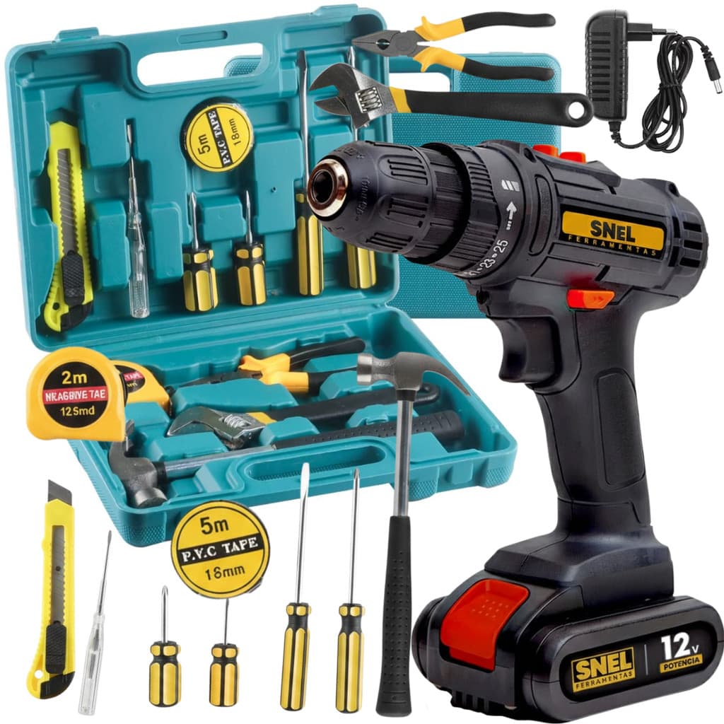 Kit Jogo De Ferramentas Completo 133 Pcs C/bits Chaves Maleta parafusadeira a bateria 12v