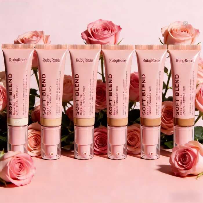 Base Líquida Ruby Rose Soft Blend: Cobertura Natural, Textura Suave e Aplicabilidade Fácil – HB-M301