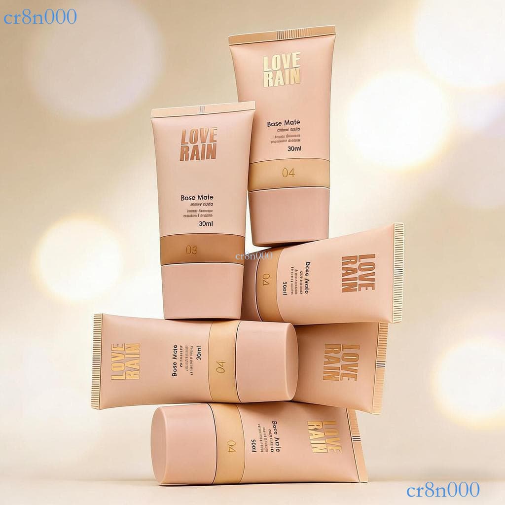 Base Líquida Matte de Alta Cobertura Love Rain - à Prova D'água LR-2024 💖 cr8n000