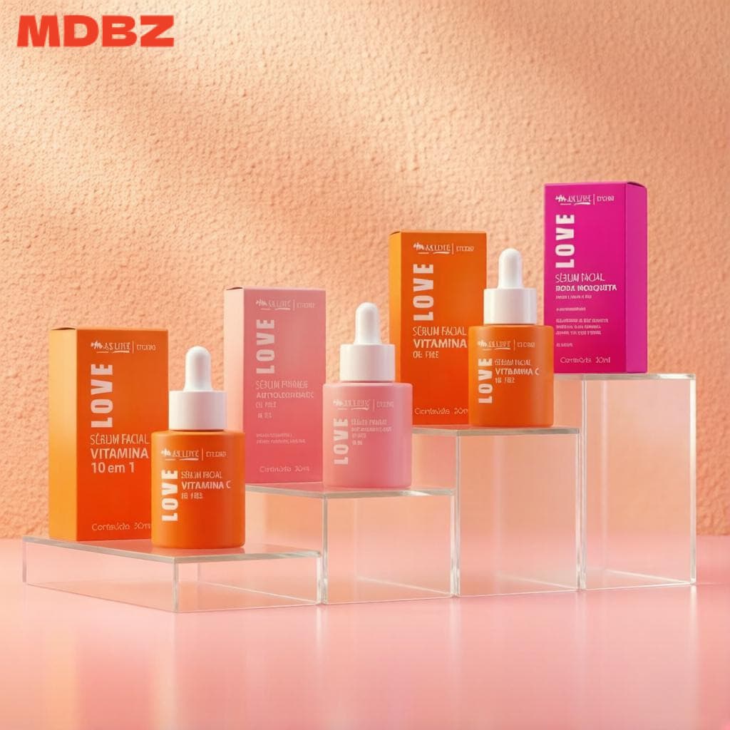 Sérum Facial Max Love Vitamina C 10 em 1 - Textura sem Óleo, Rosa Mosqueta e Ação Antibrilho