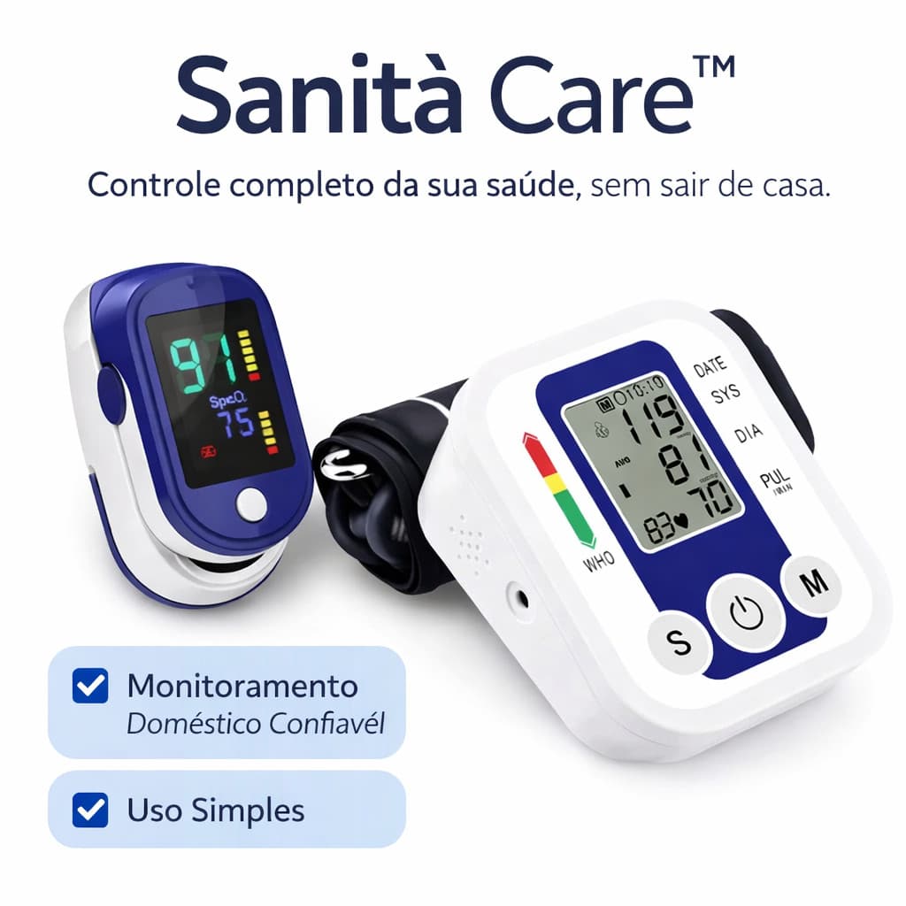 Kit Saúde Casa Oxímetro Digital Dedo + Medidor Pressão Arter