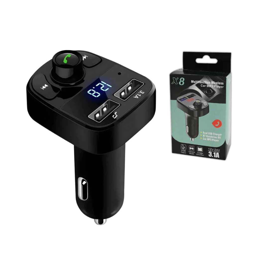 Transmissor FM Bluetooth Veicular X8 – Carregador USB e Som