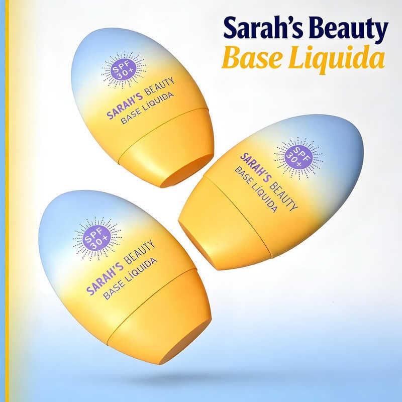 Base Líquida Sarah's Beauty com FPS 30+ - Cobertura Natural, Proteção Solar e Hidratação para Uso Diário
