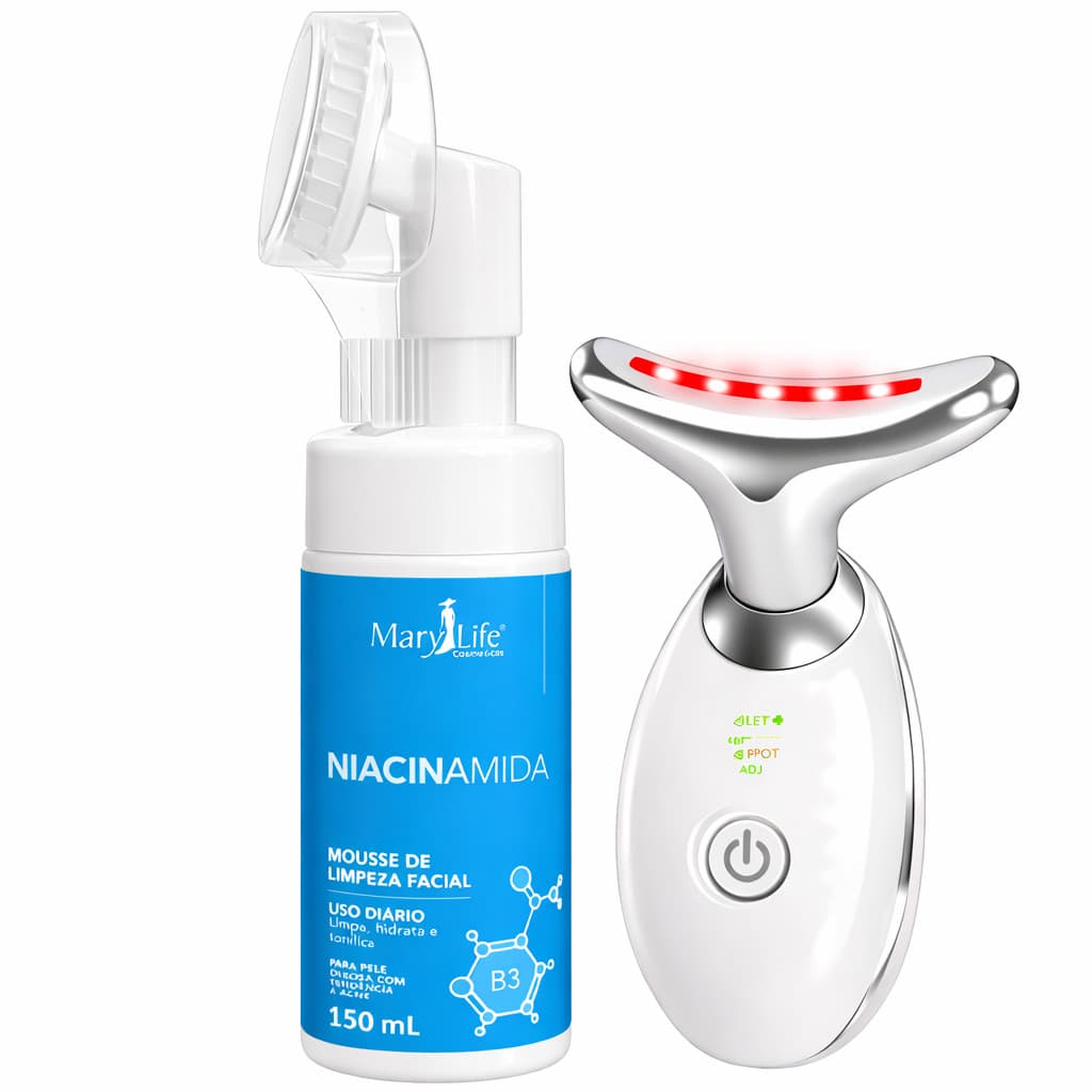 Kit Skincare Profissional: Mousse Niacinamida + Massageador Anti Idade