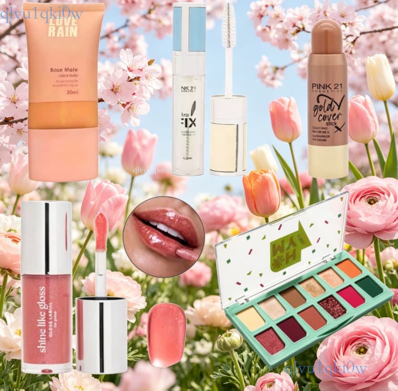 Kit Maquiagem 5 Peças: Base + Sobrancelha Líquida + Corretivo + Gloss Labial + Paleta de Sombras ✨ki0ww