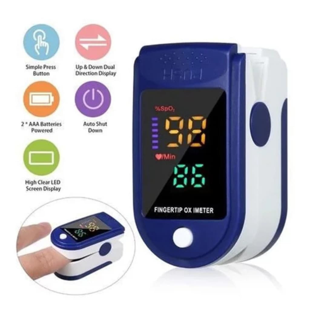 Oxímetro Digital de Dedo Portátil Medidor SpO2 Frequência Cardíaca Monitor de Pulso LED