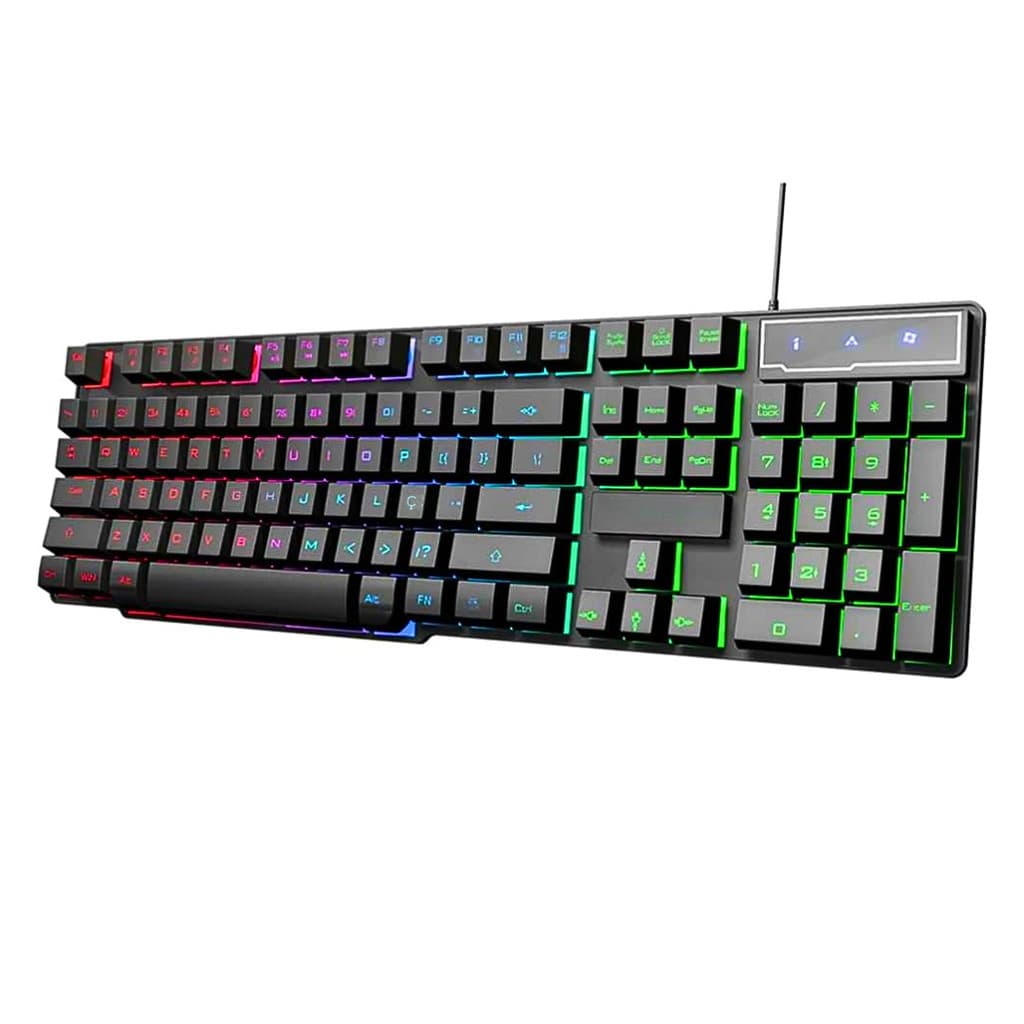 Teclado Gamer Semi-Mecânico LED RGB Plug & Play Computador Notebook ABNT2 KV-817