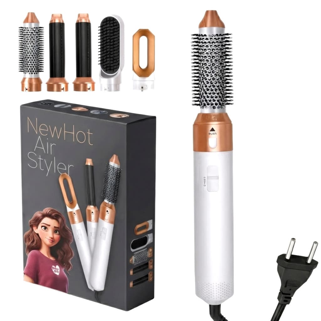 Escova Secadora 5 em 1 220V Rotativa Modeladora Alisa Seca Cabelo Profissional Premium