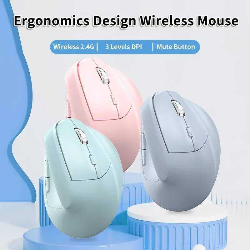 Mouse Sem Fio 2.4G Ergonômico 1600DPI Silencioso Clique Vertical Ratos Para Tablet Laptops Computador PC