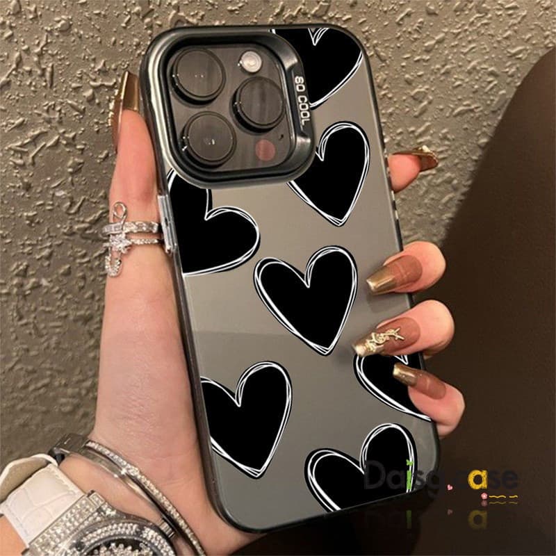 Capa De Telefone ins Para iPhone 16 15 17 Pro Max 14 13 12 11 7 8 Plus XS X XR Arte Amor Coração Prova De Choque celular
