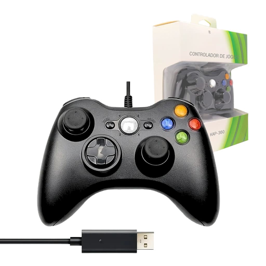 Controle Gamer Com Fio Para Xbox 360 E PC Notebook Windows