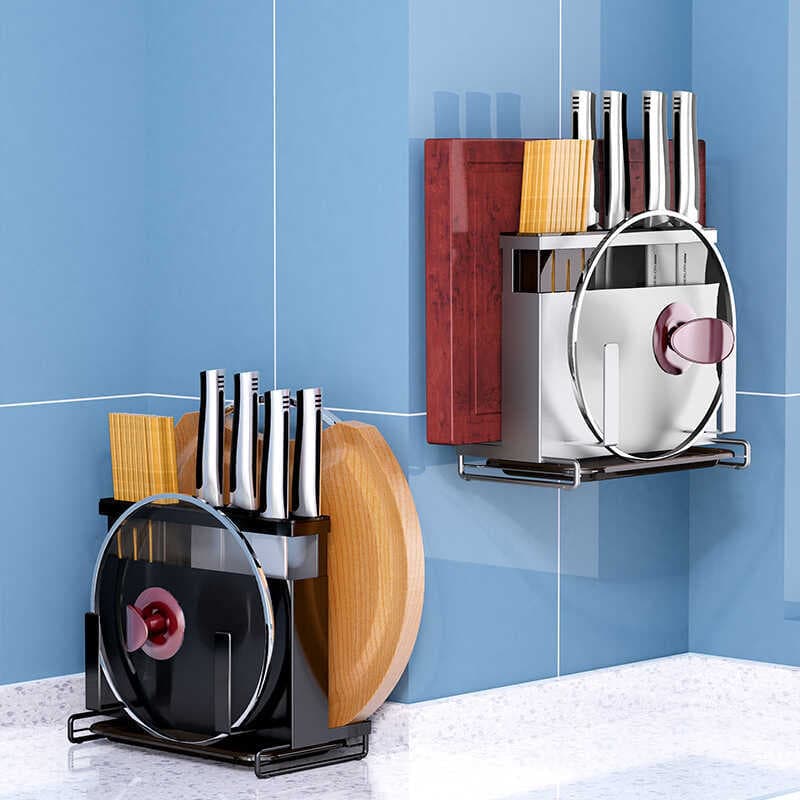 Suporte de faca de aço inoxidável montado na parede Prateleira de cozinha Suporte de faca doméstico Rack de armazenament