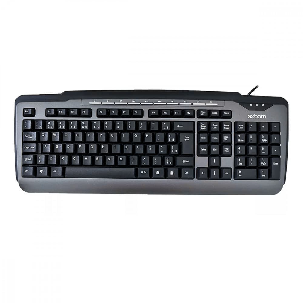 Teclado Multimídia Semi Mecânico Plug & Play Computador Notebook ABNT2 Exbom BK-170M
