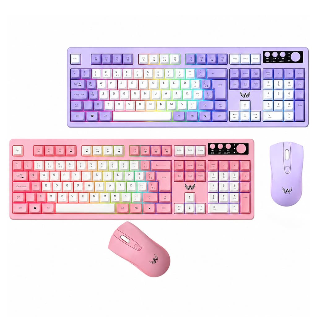 Kit Gamer Teclado Semi-Mecânico LED e Mouse 1200 DPI Sem Fio AL-9511