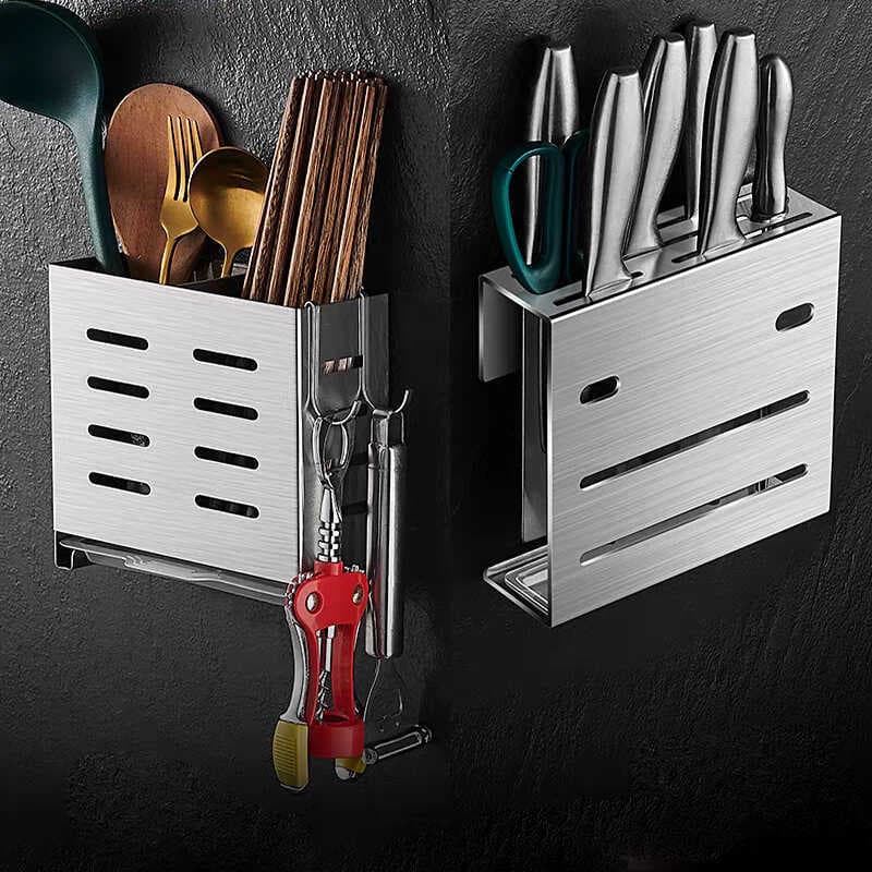 Suporte para faca de cozinha em aço inoxidável 304, suporte para pauzinhos, prateleira de parede, suporte para faca de c